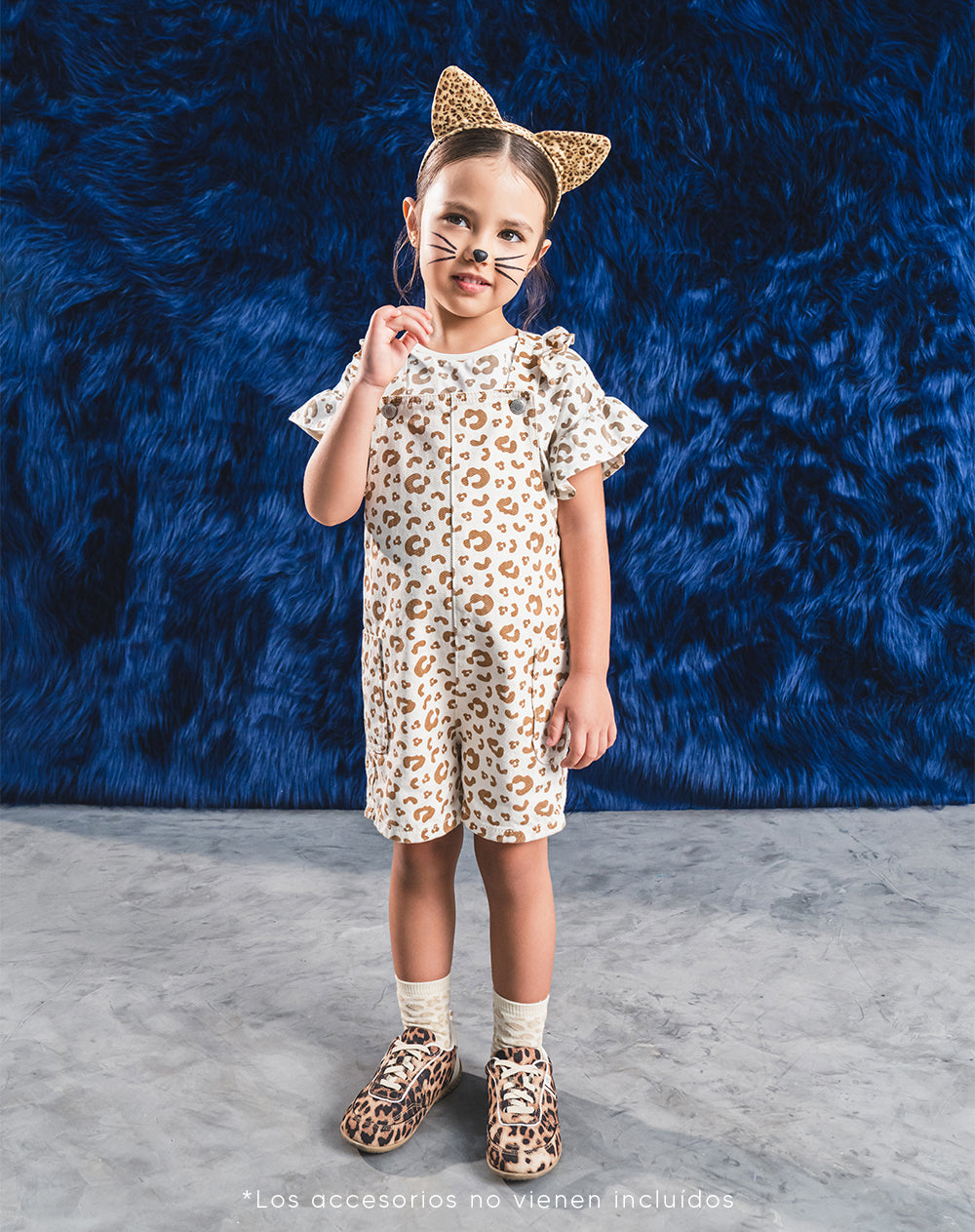 Overol corto animal print niña