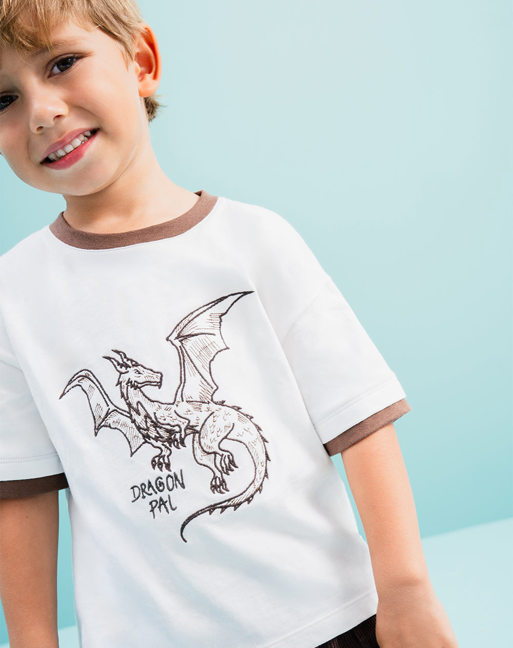 Camiseta oversize manga corta estampada niño