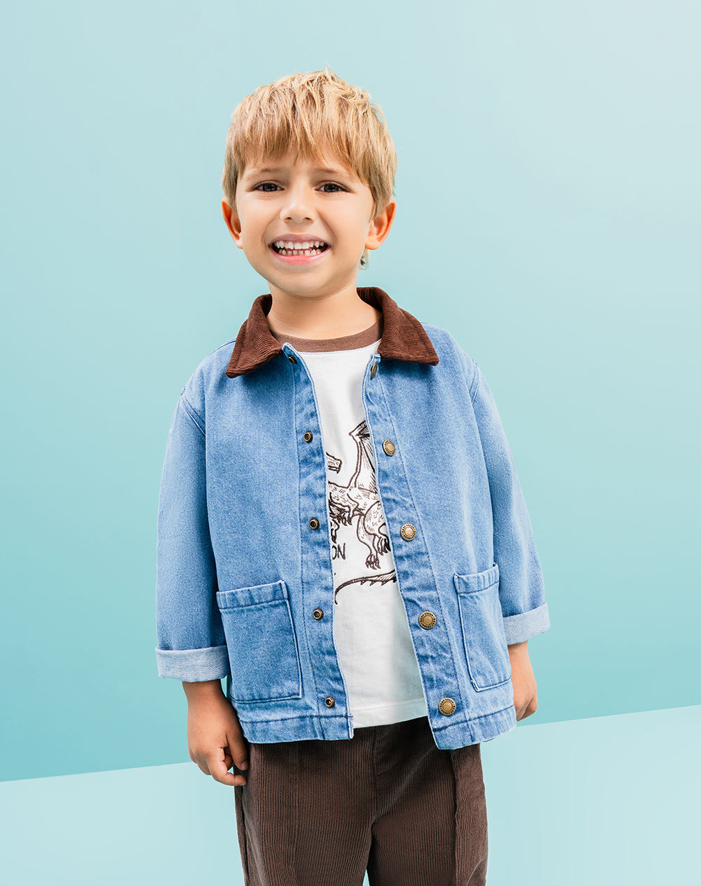 Chaqueta regular índigo medio niño