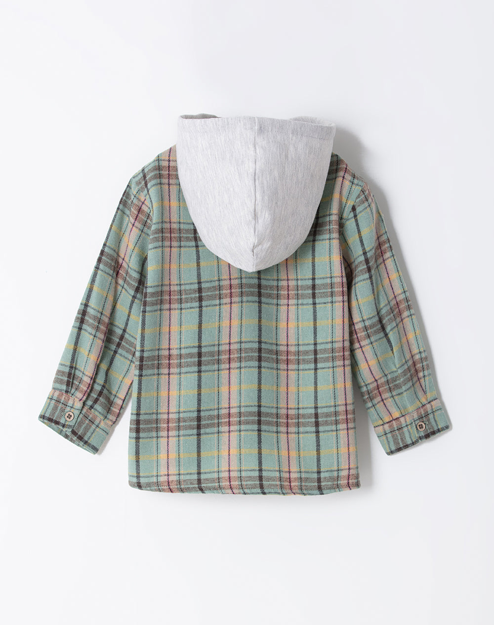 Camisa regular fit manga larga verde con cuadros