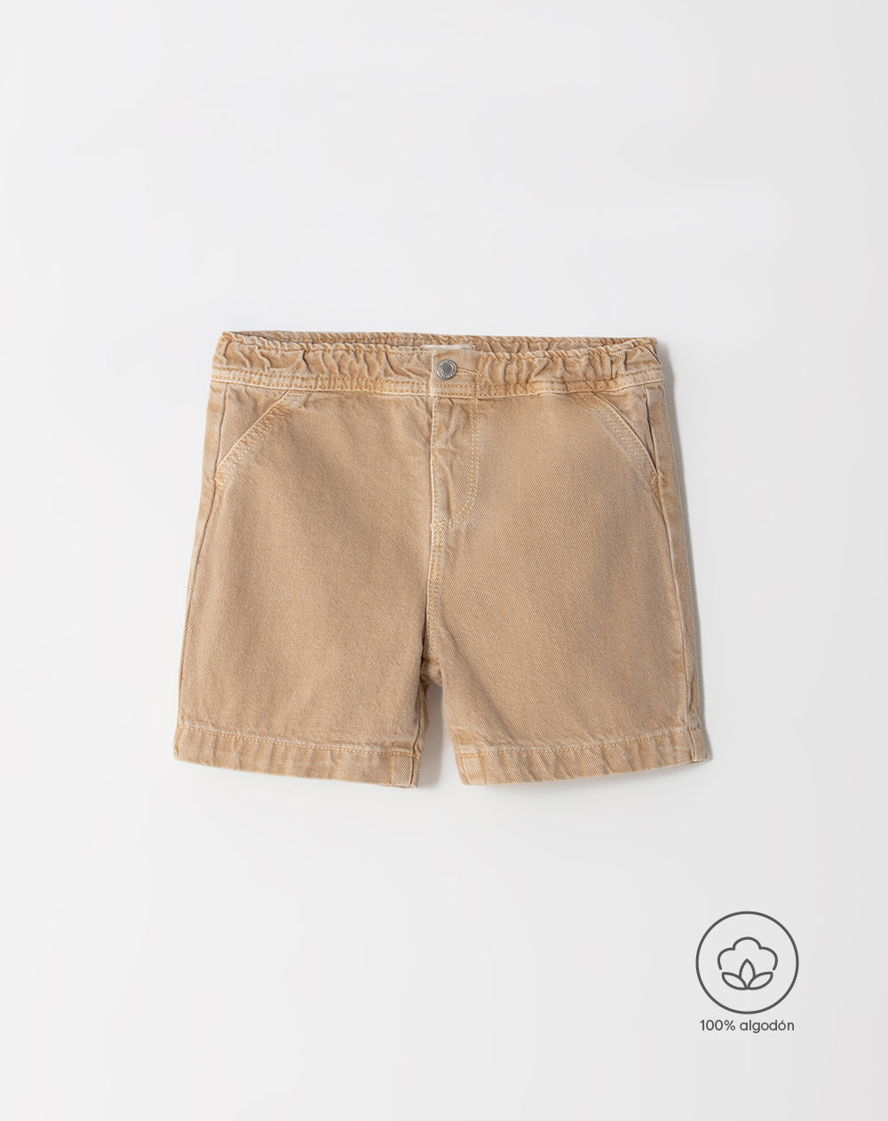 Pantalón regular fit tiro medio en drill beige