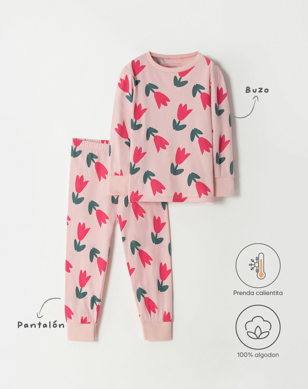 Pijama fitted fit rosada estampada