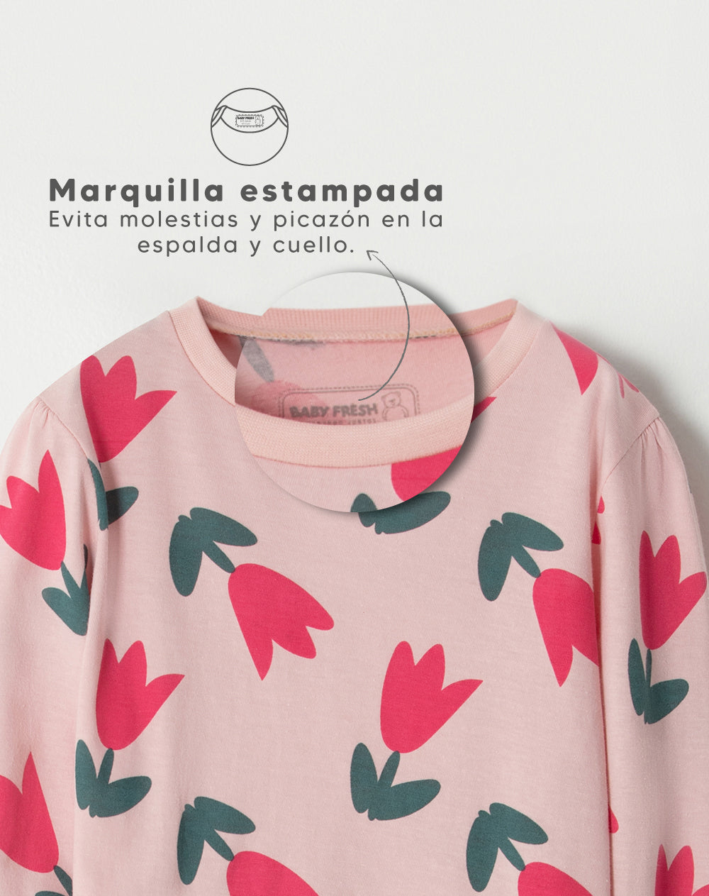 Pijama niña buzo + pantalón algodón rosada flores