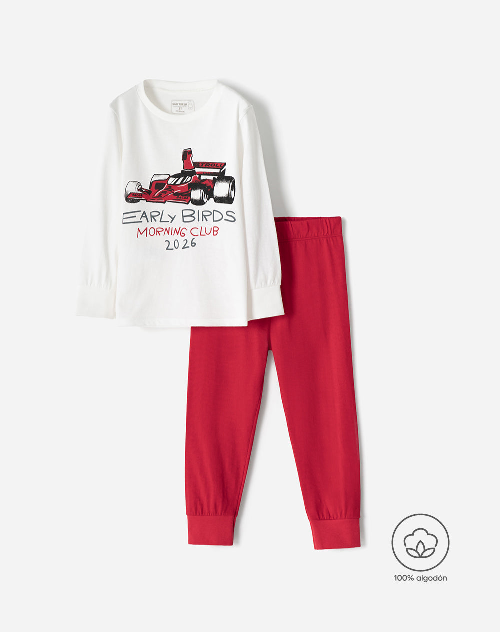 Pijama fitted fit manga larga rojo