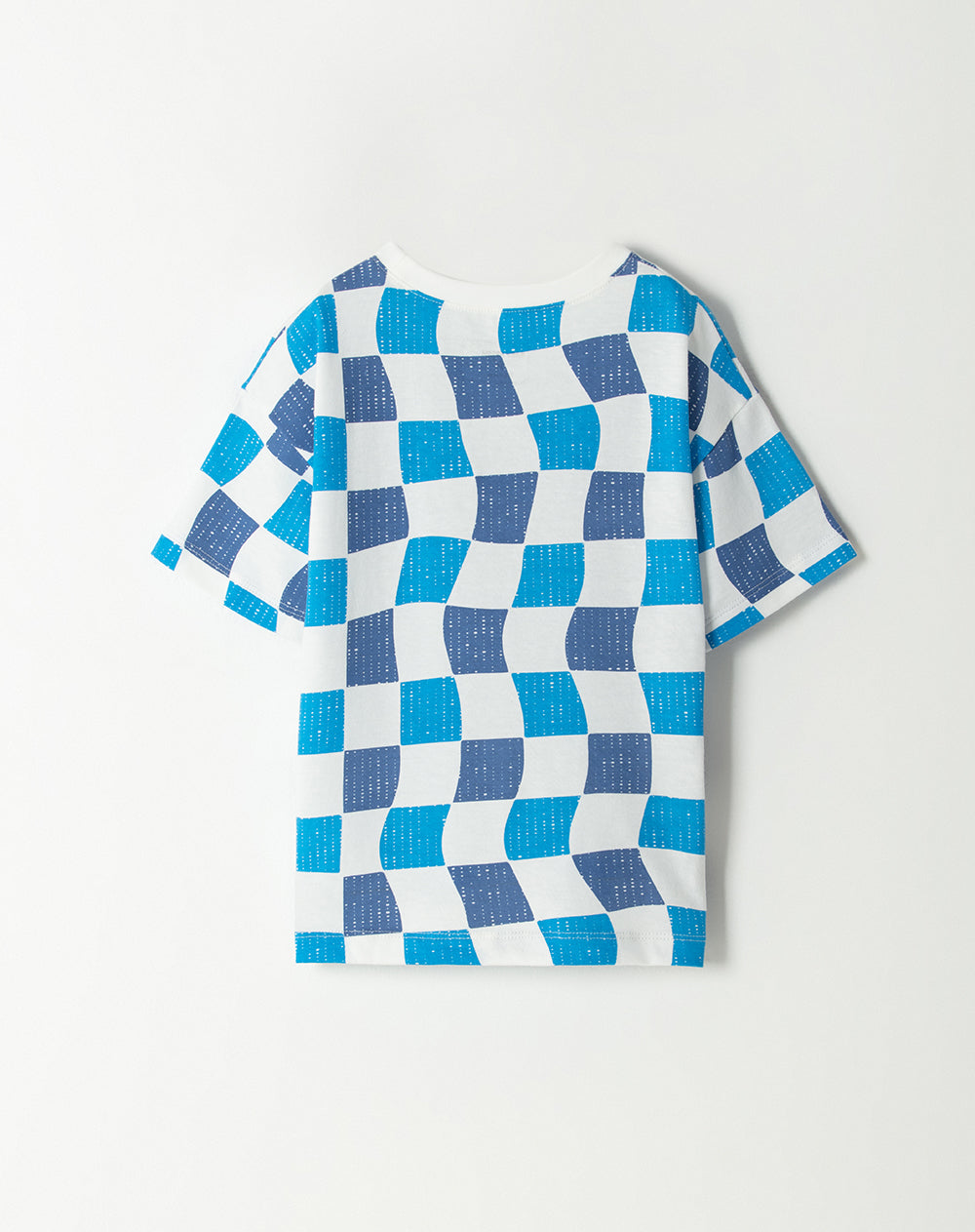 Camiseta oversized fit manga corta azul cuadros