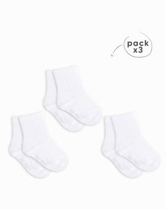 Medias bebé niño algodón largas pack x3 blancas