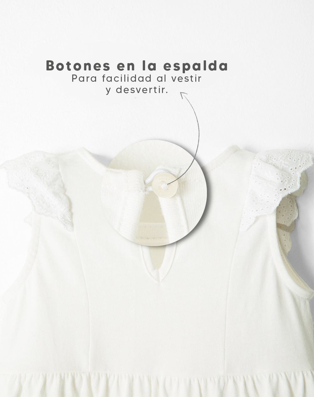 Enterizo bombacho algodón blanco bebé niña