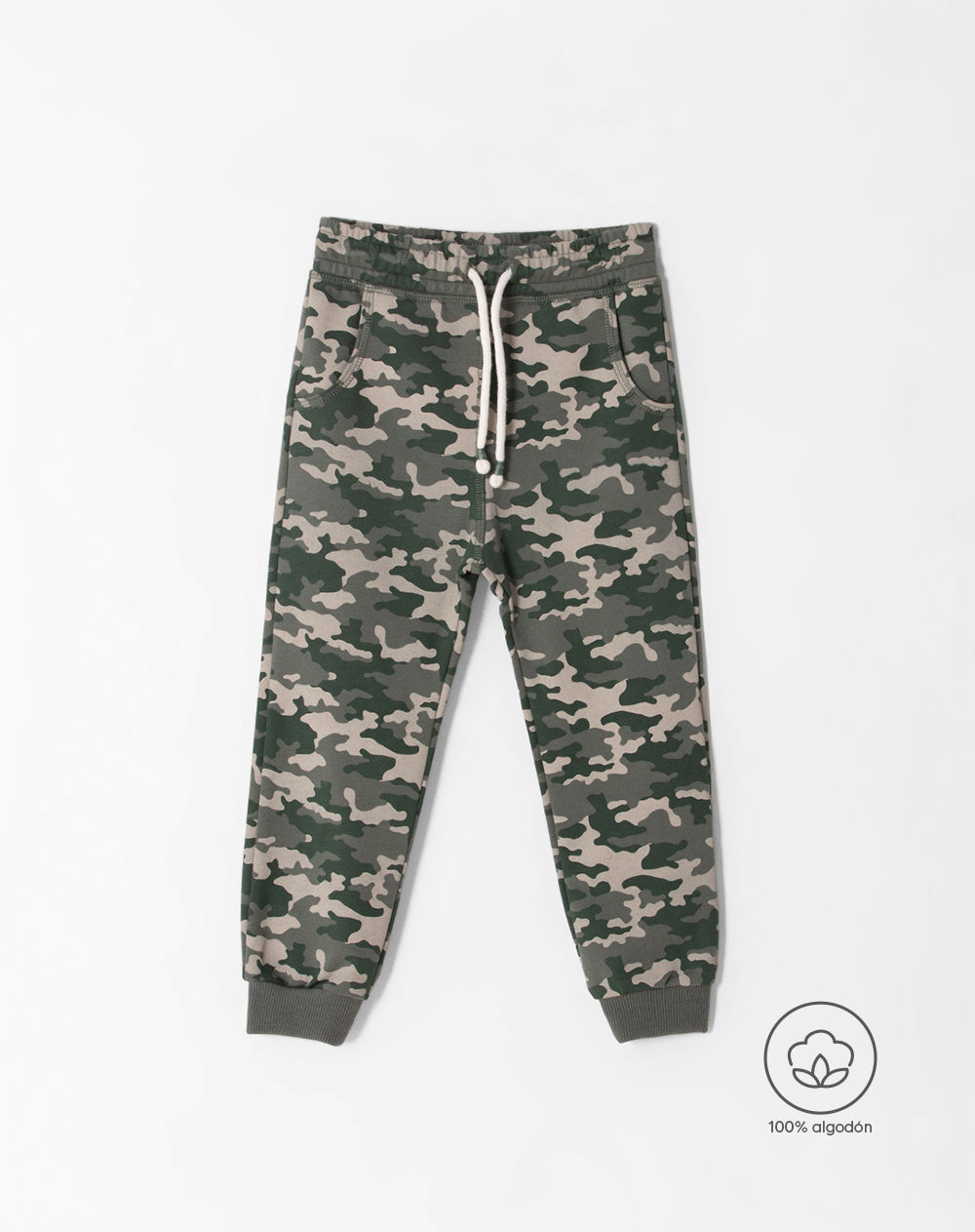 Jogger regular fit tiro medio verde camuflado