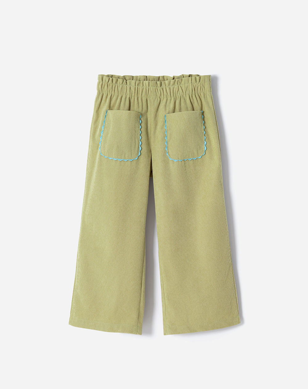 Pantalón regular tiro medio en corduroy verde niña