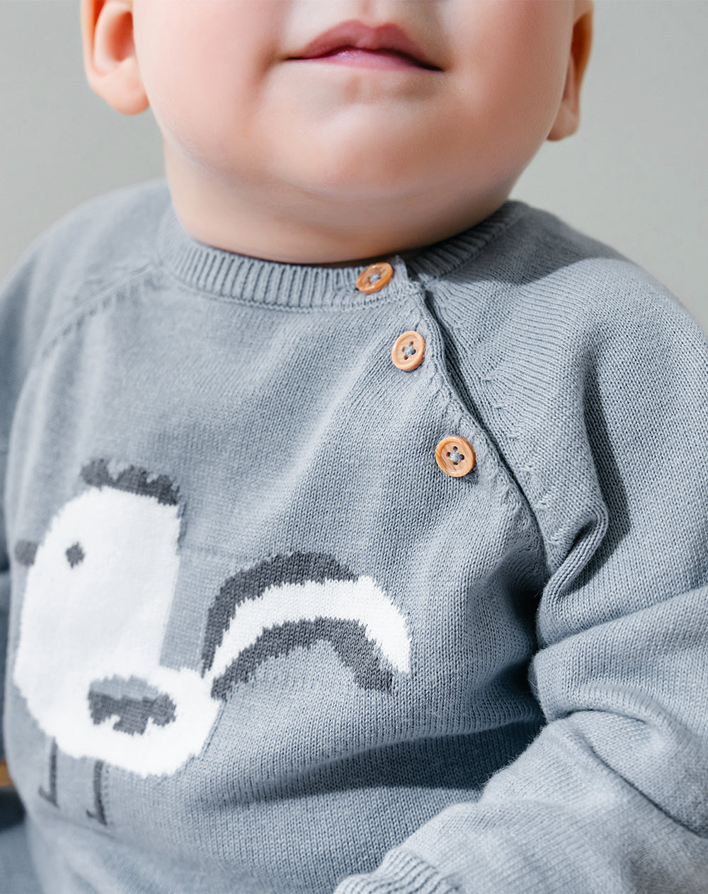 Conjunto bebé niño suéter + pantalón tejido gris