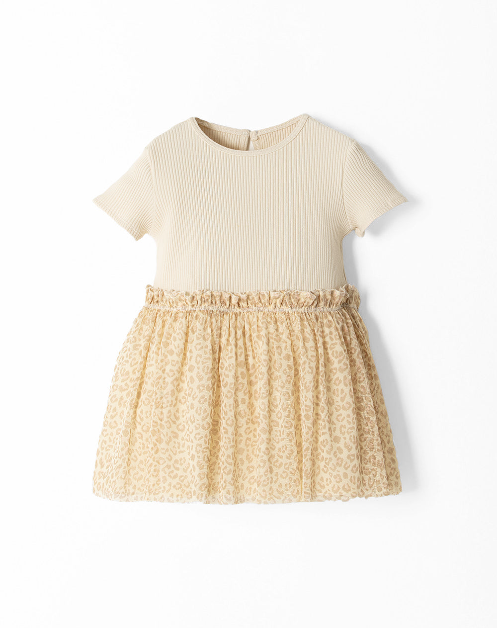 Vestido corto beige estampado