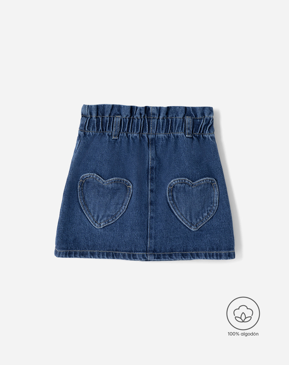 Falda denim tiro medio índigo niña
