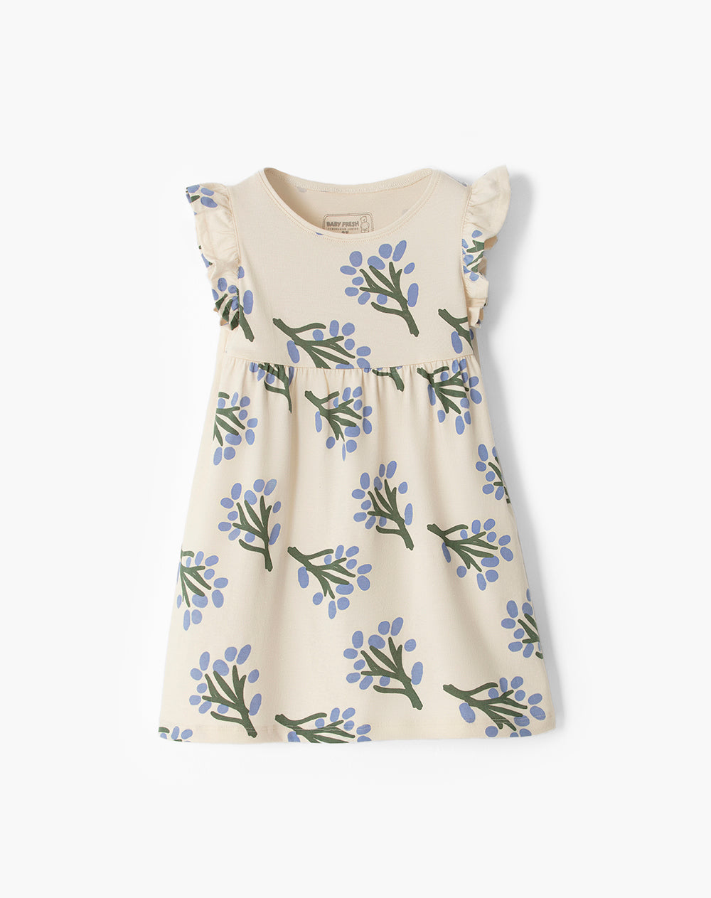 Vestido medio beige estampado