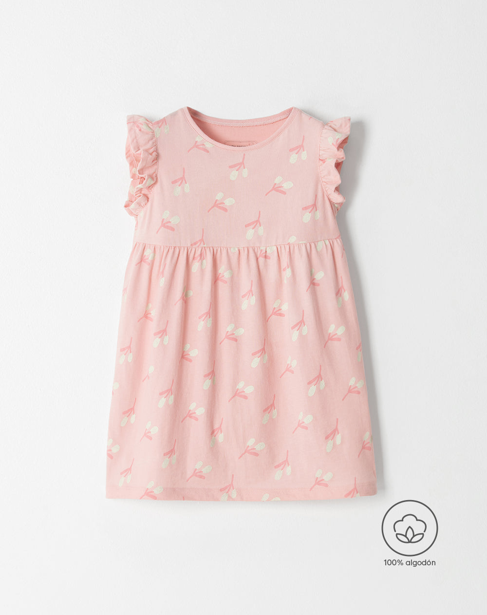 Vestido medio rosado estampado