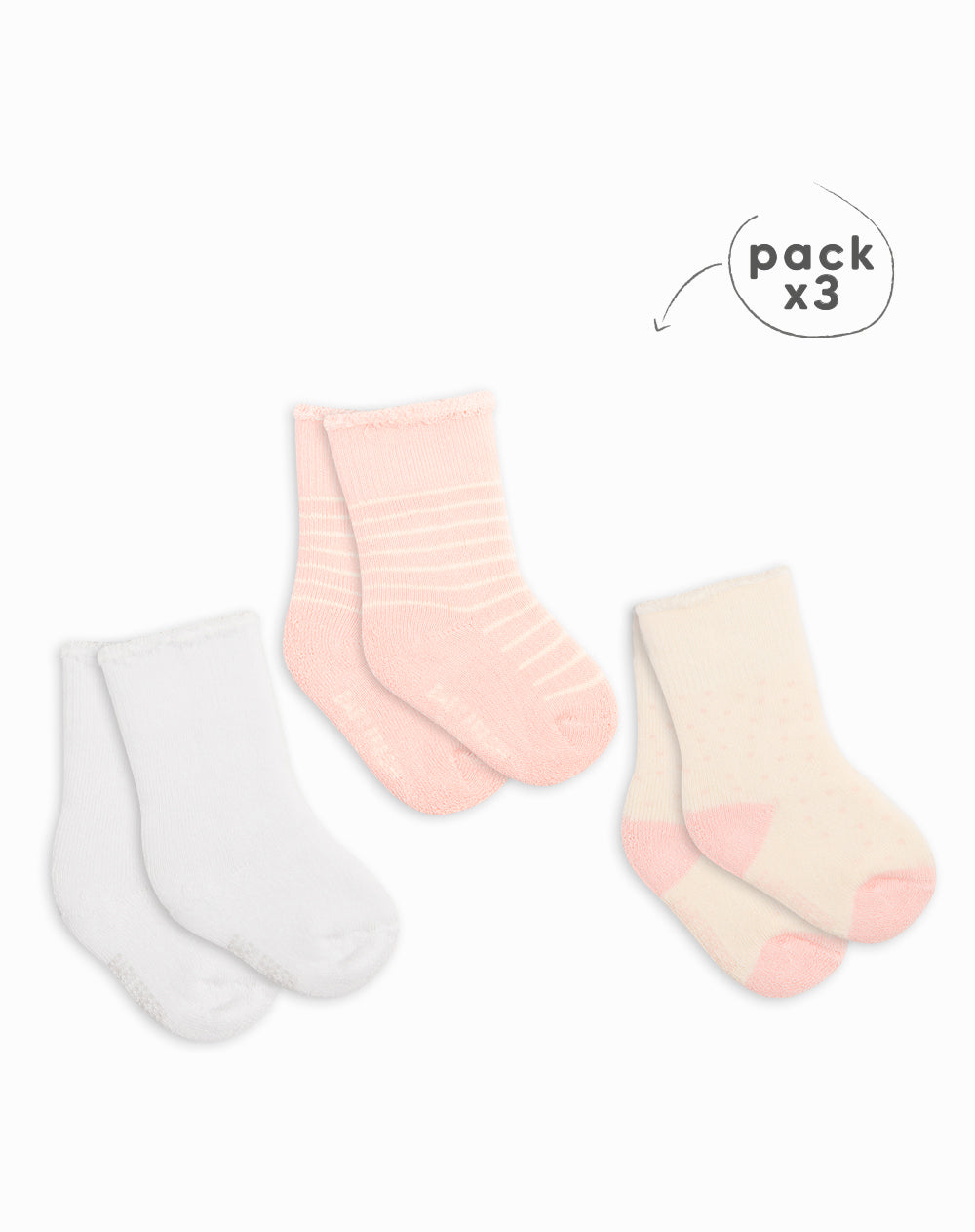 Medias bebé niña largas tobilleras pack x3 surtido