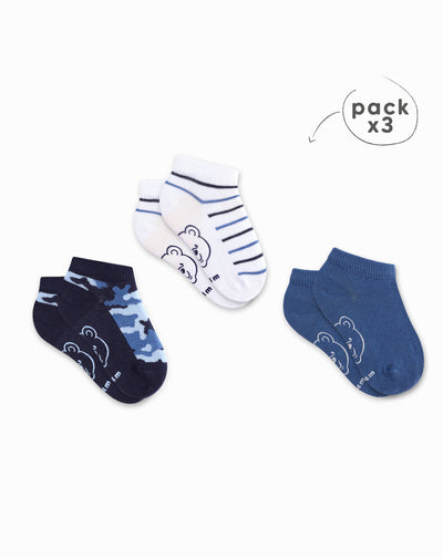 Medias bebé niño algodón tobilleras pack x3 surtido