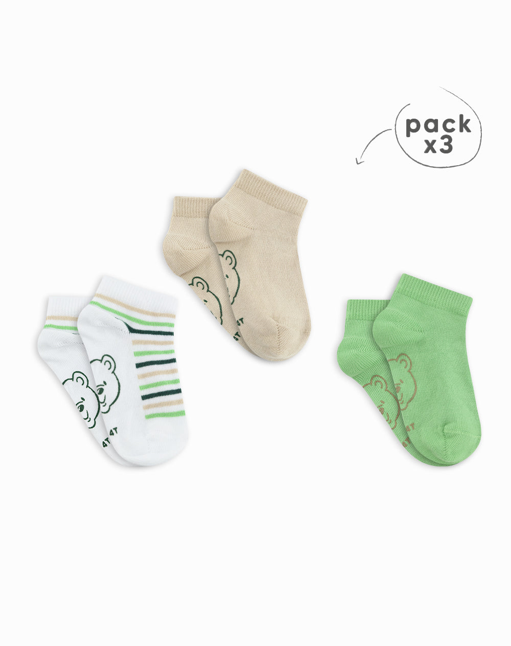 3 pares de medias tobilleras surtido