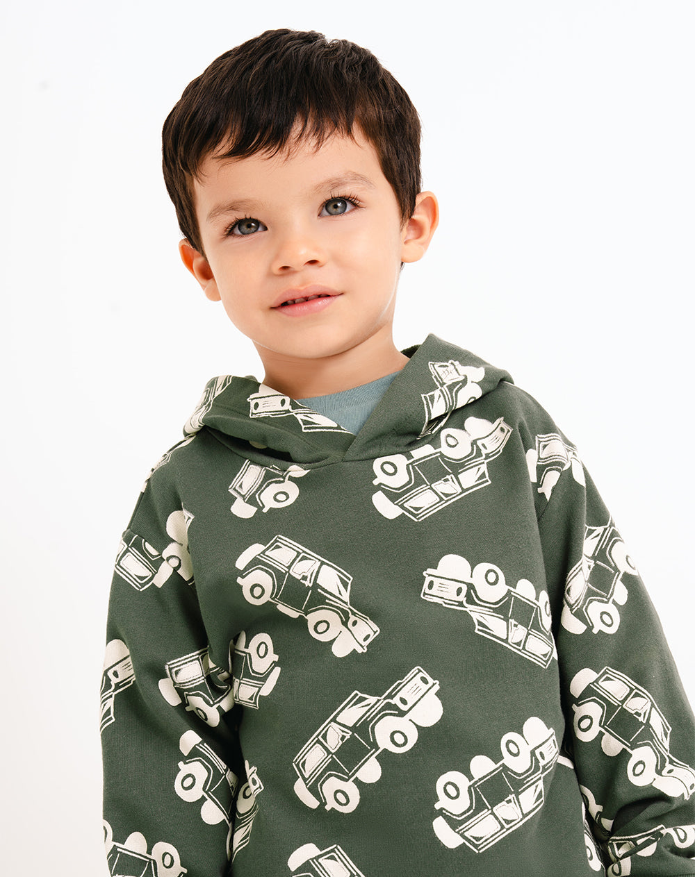 Buzo loose fit verde estampado