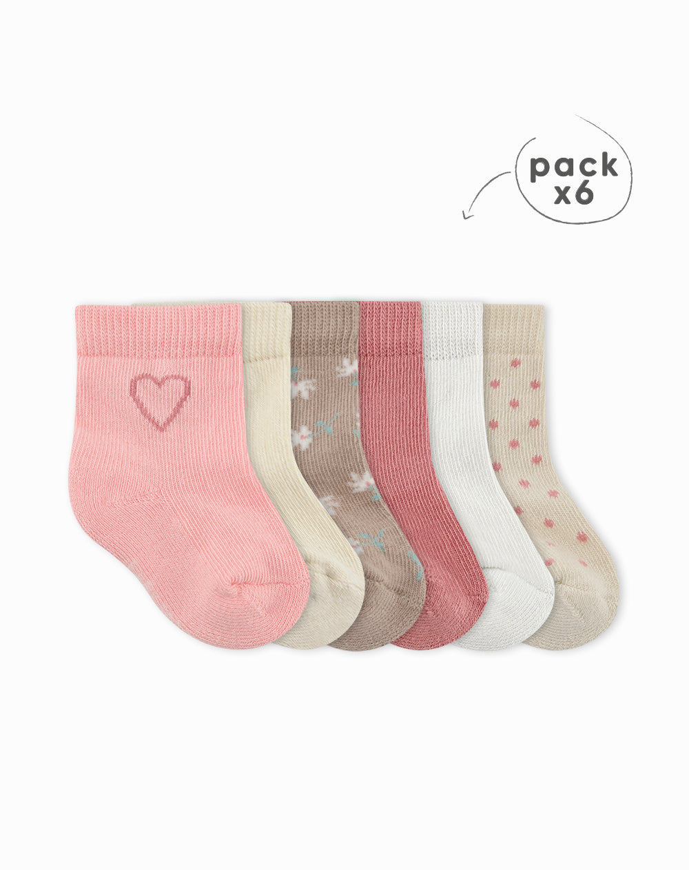 Medias bebé niña algodón largas pack x6 surtido