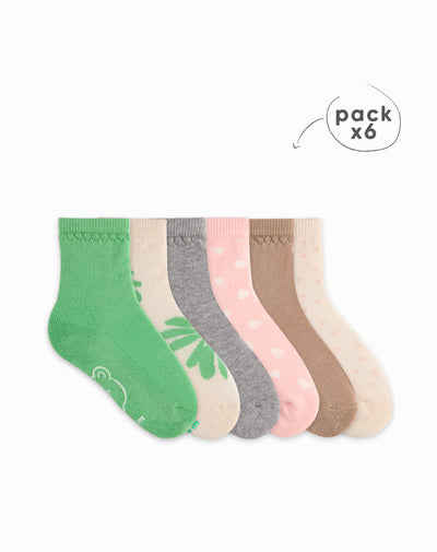 Medias bebé niña algodón largas pack x6 surtido