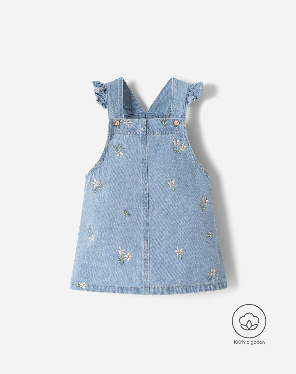 Overol jardinera algodón índigo bebé niña