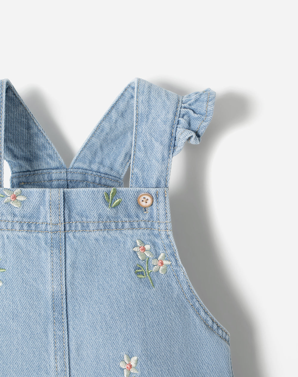 Overol jardinera algodón índigo bebé niña