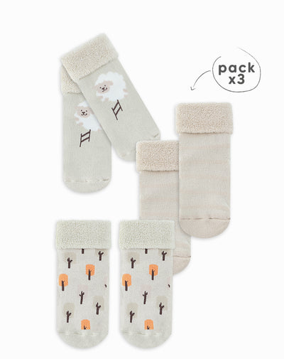 Medias bebé unisex algodón largas pack x3 surtido