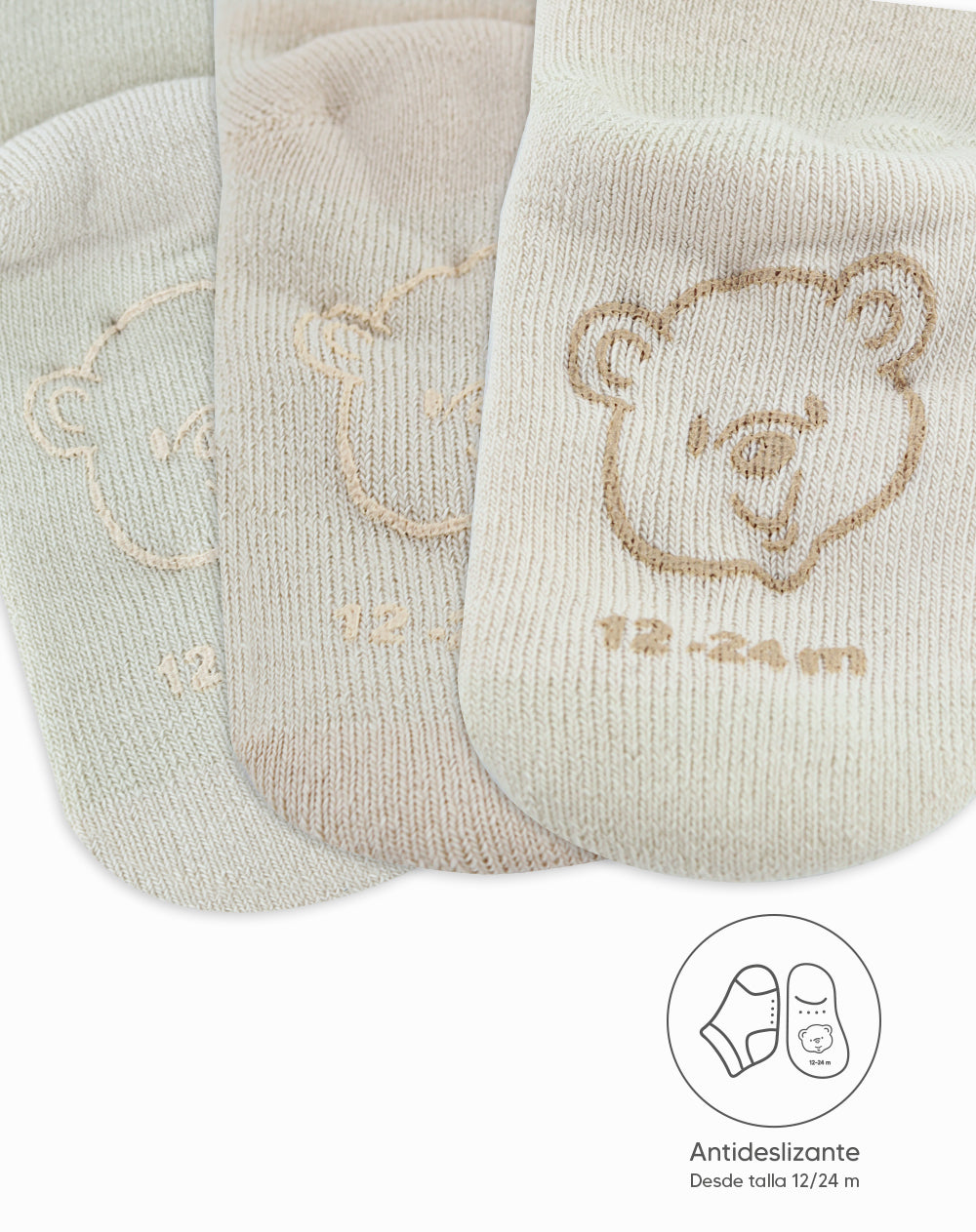 Medias bebé unisex algodón largas pack x3 surtido