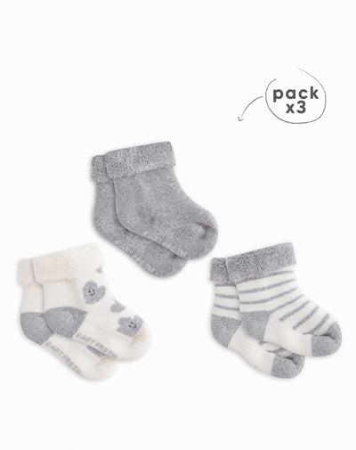 Medias bebé unisex algodón largas pack x3 surtido