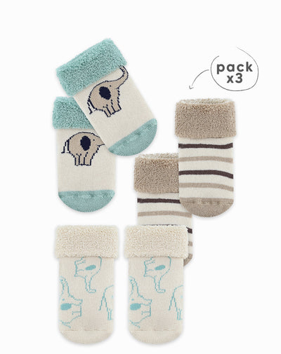 Medias bebé unisex algodón largas pack x3 surtido