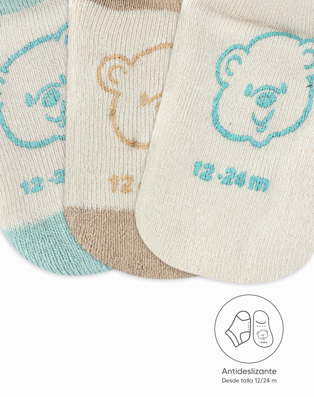 Medias bebé unisex algodón largas pack x3 surtido