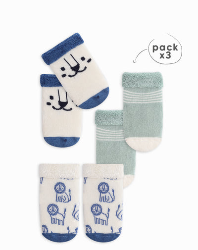 Medias bebé unisex algodón largas pack x3 surtido