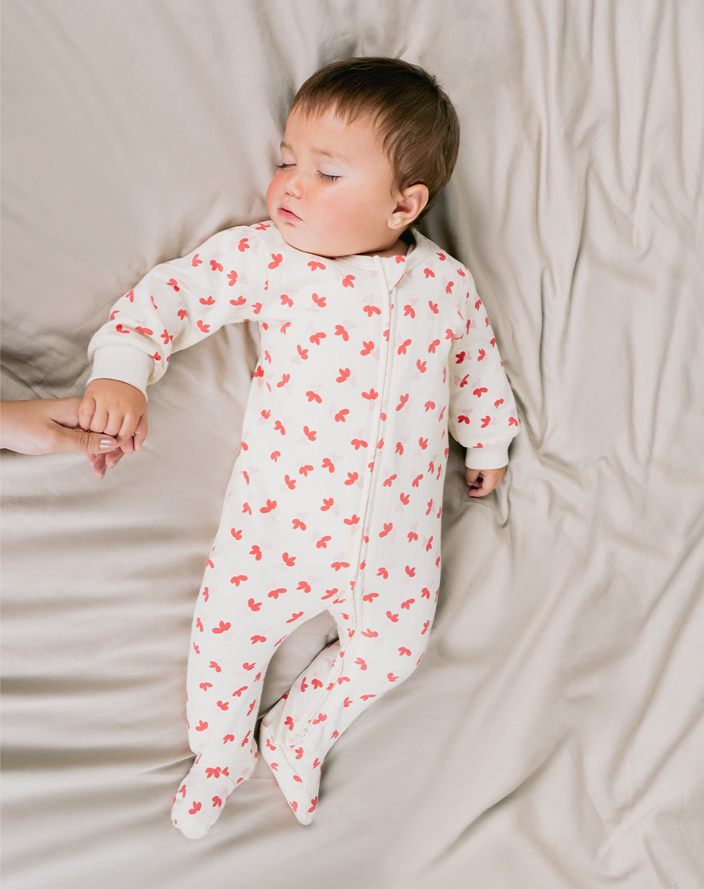 Pijama bebé niña algodón cierre doble sentido beige