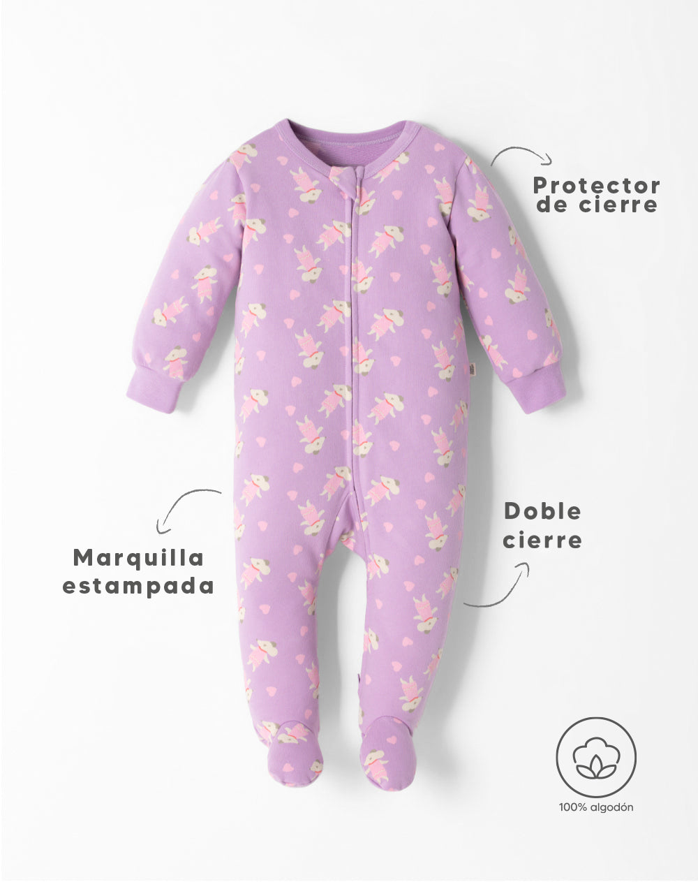 Pijama regular fit lila estampada
