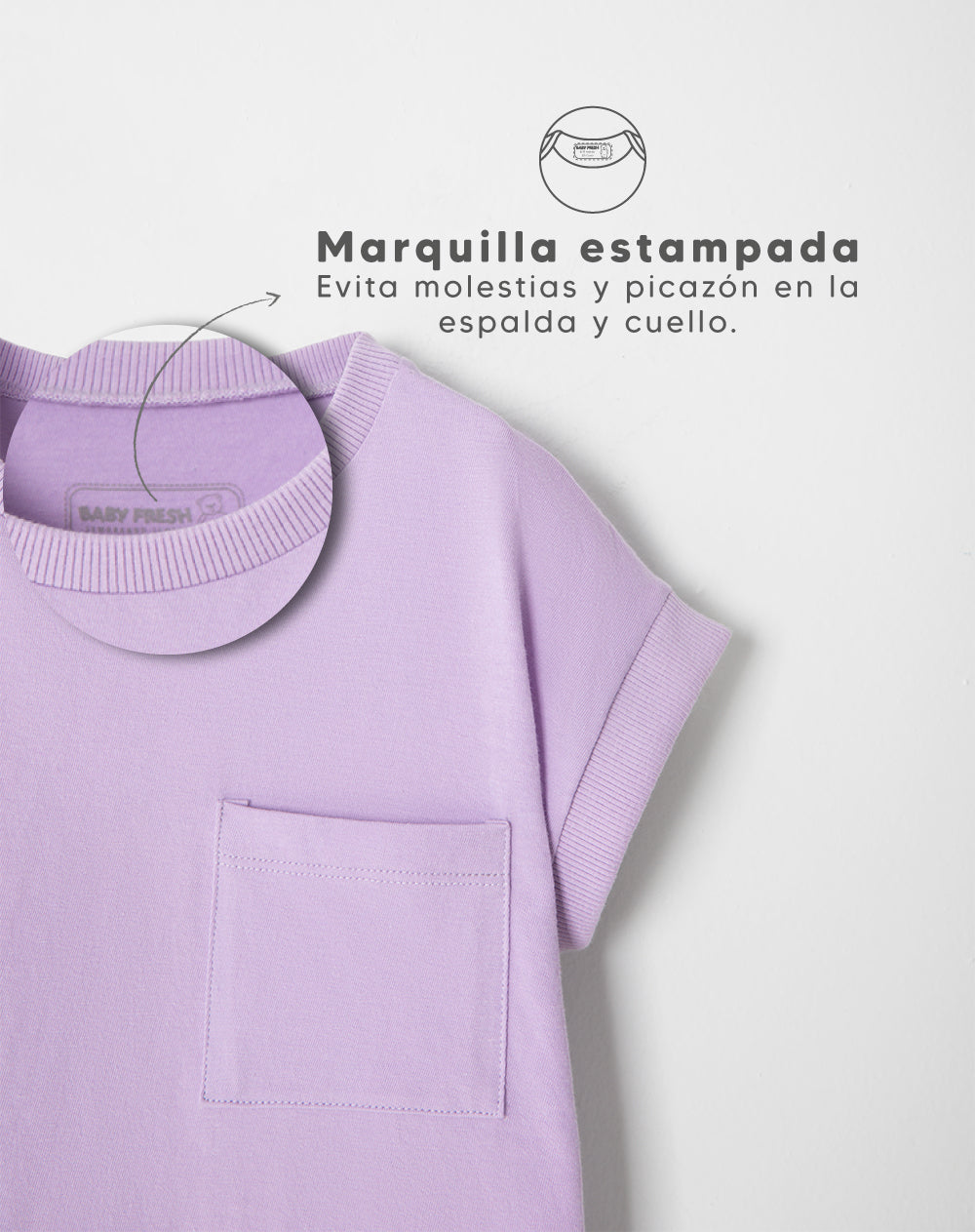 Camiseta oversize algodón morada niña