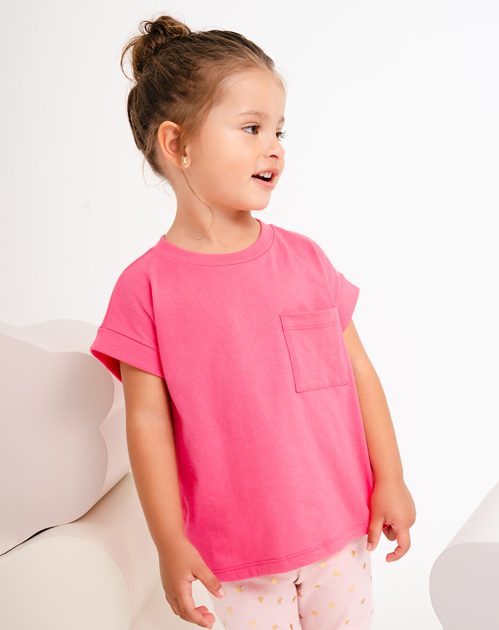 Camiseta oversized fit manga corta rosada