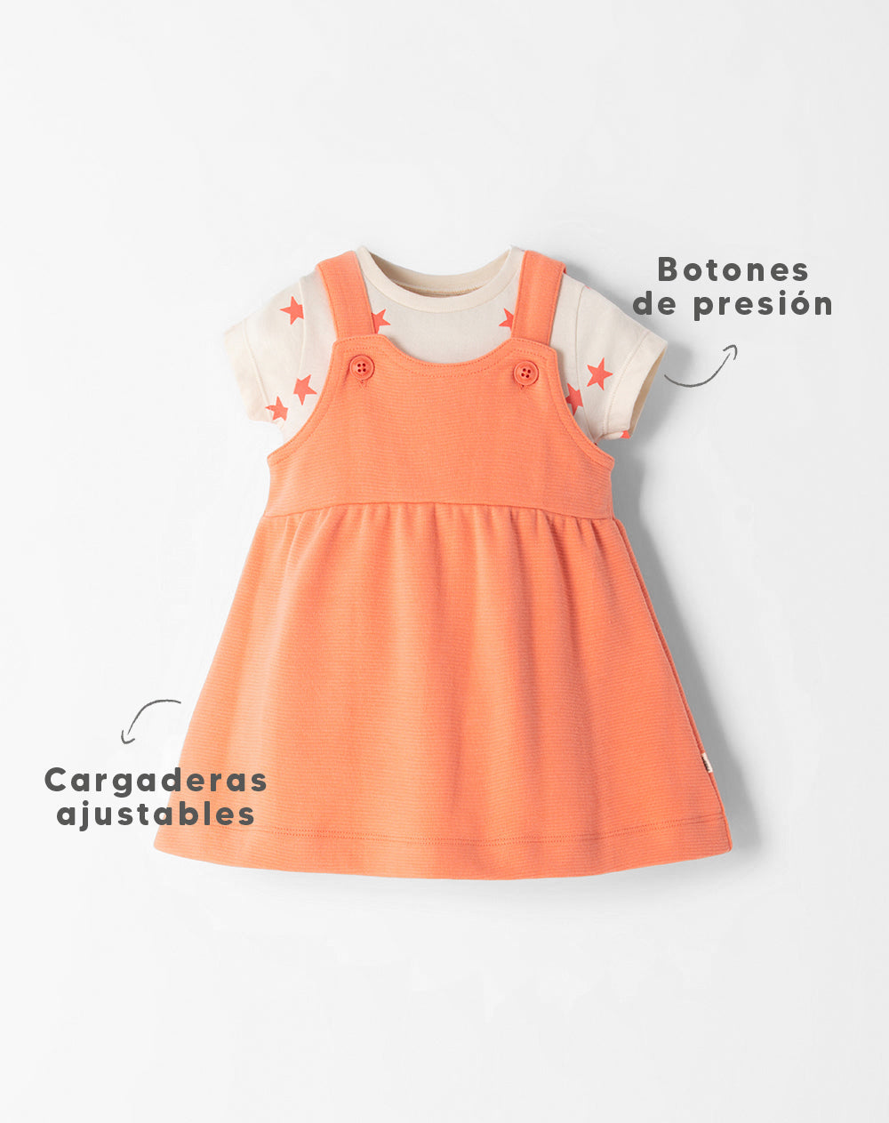 Conjunto overol manga corta coral
