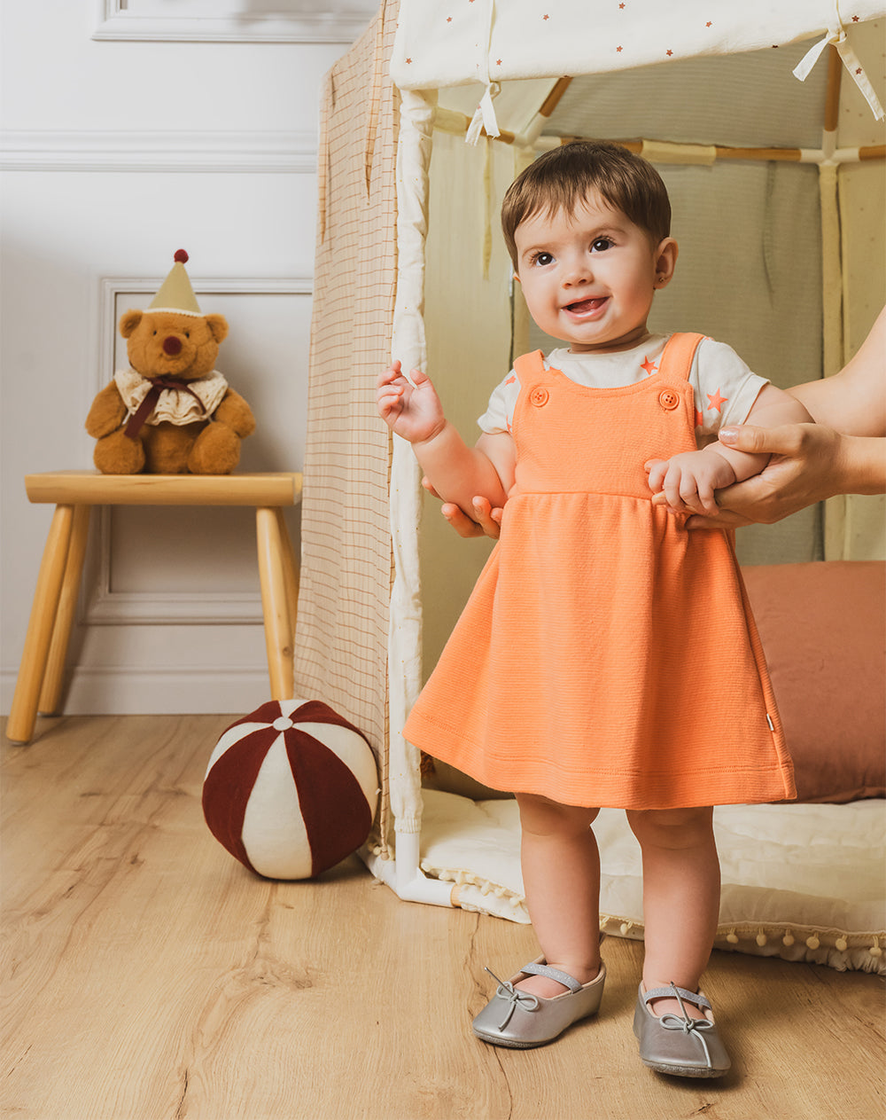 Conjunto bebé niña body + vestido algodón