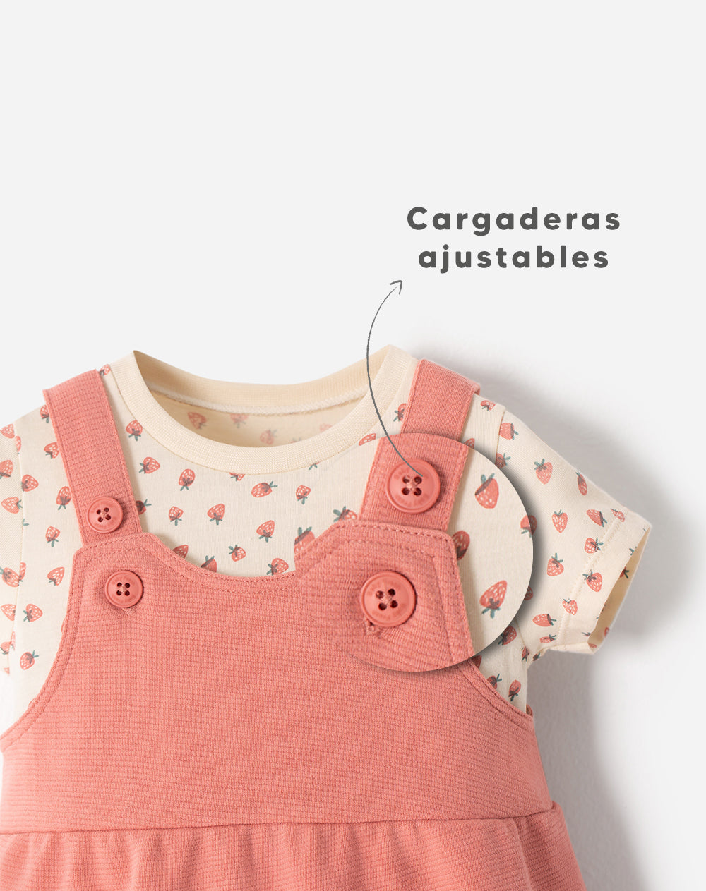 Conjunto overol manga corta palo de rosa estampado