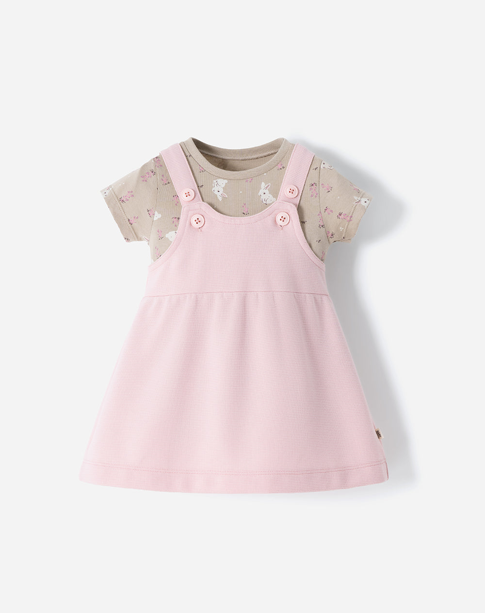 Conjunto body + vestido algodón bebé niña