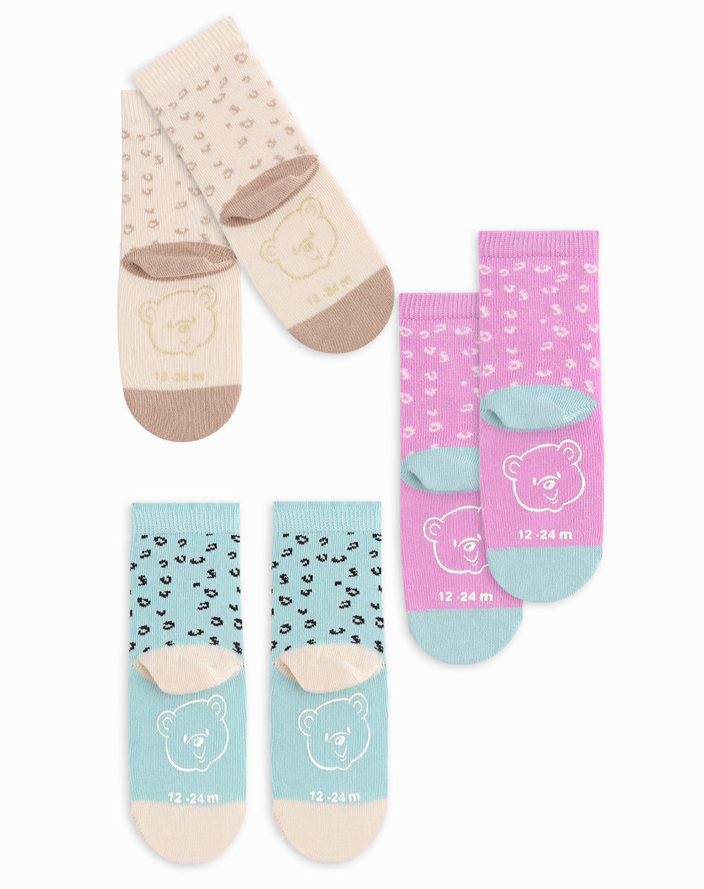 Medias niña algodón largas pack x3 surtido