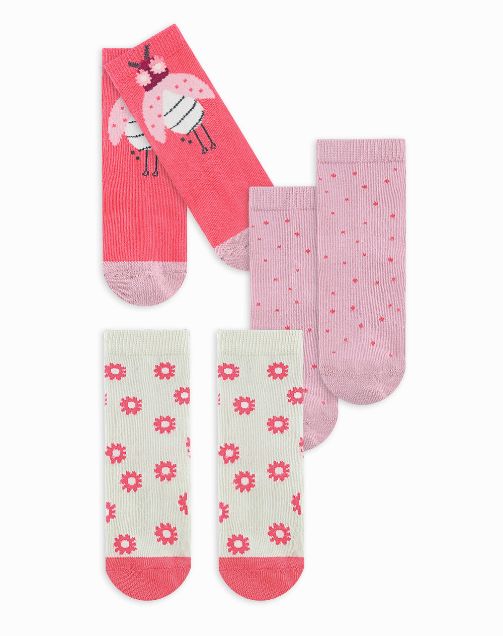 Medias niña algodón largas pack x3 surtido