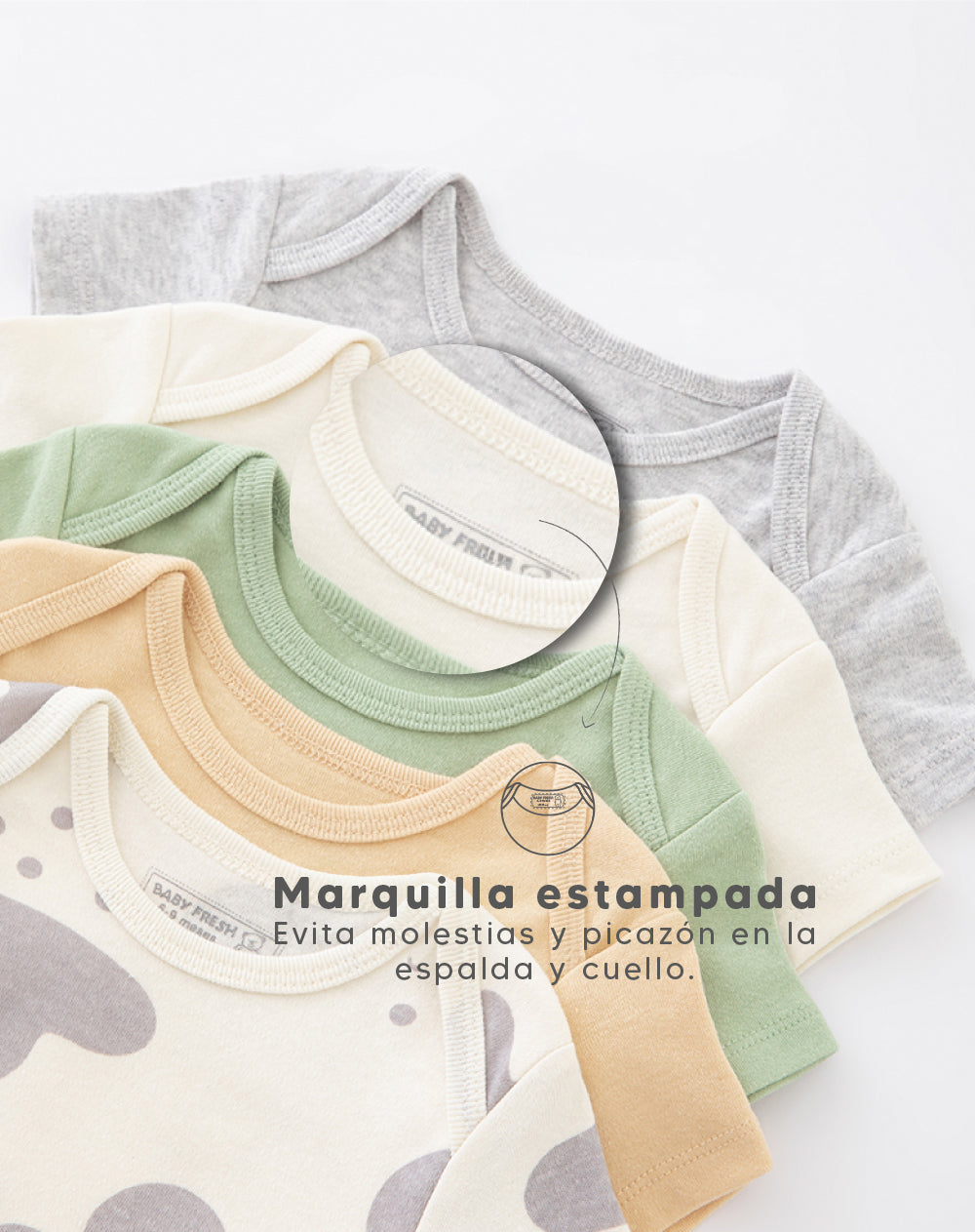 5 bodys cuello redondo manga corta surtido