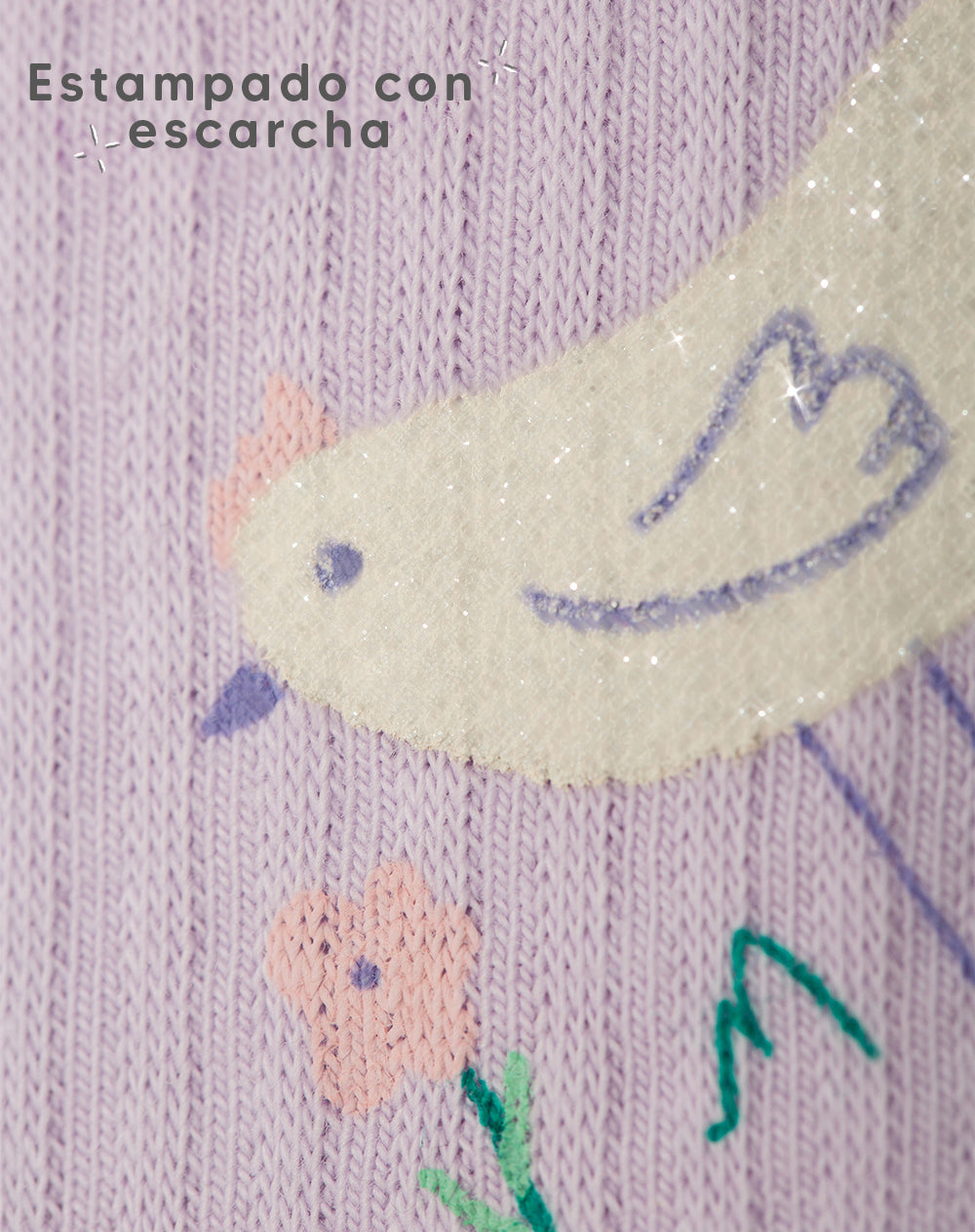 Conjunto pantalon largo manga larga lila estampado