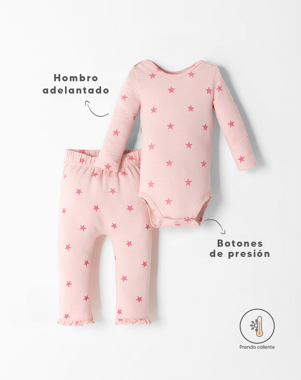 Conjunto body + pantalon largo rosado estampado
