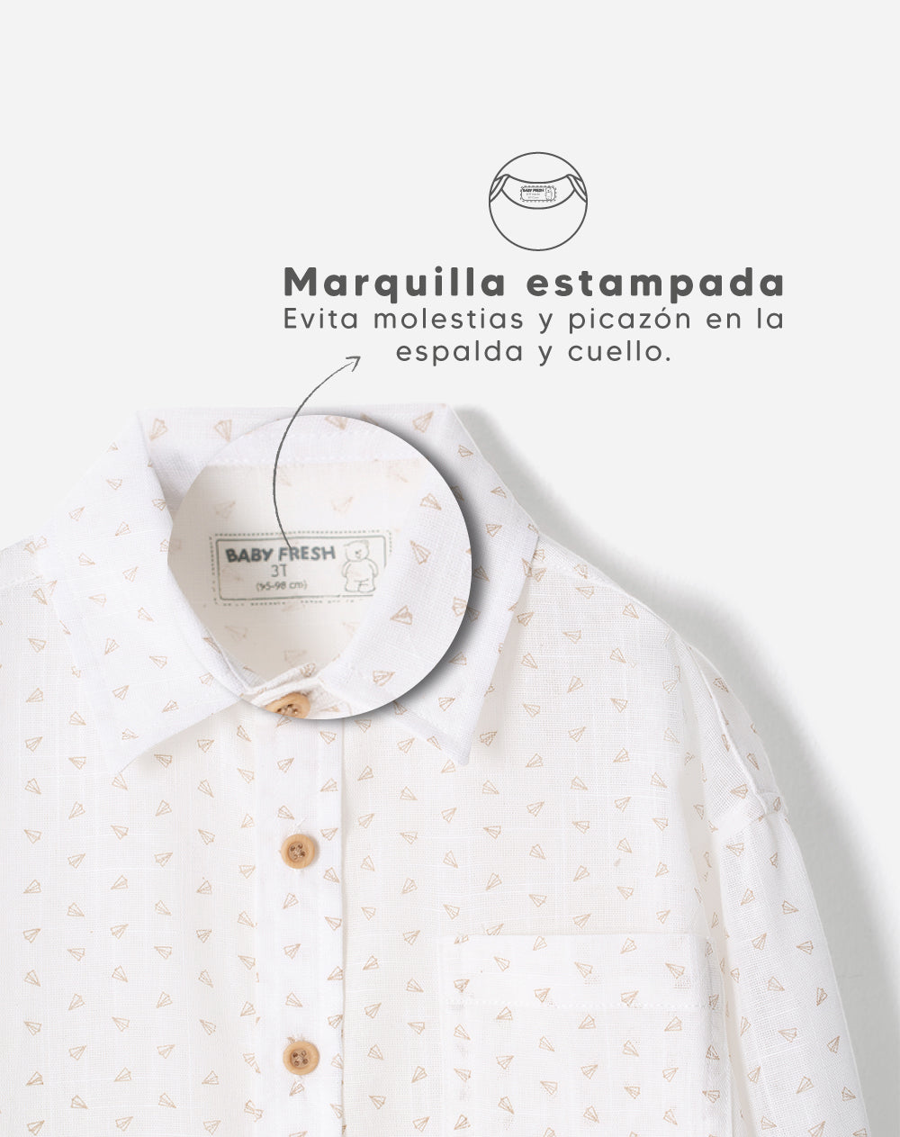 Camisa manga larga regular estampada niño