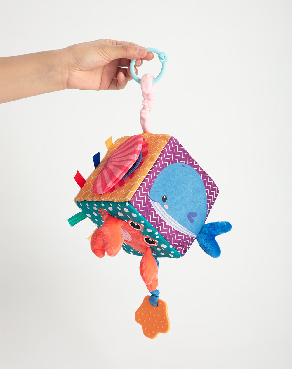 Cubo sensorial texturas y sonidos para bebé