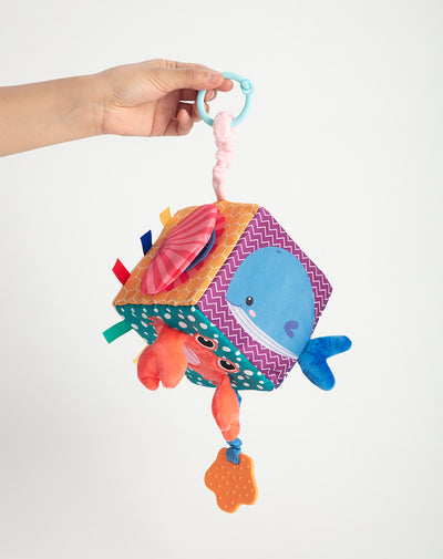 Cubo sensorial texturas y sonidos para bebé