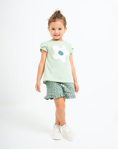Conjunto niña camiseta + short verde
