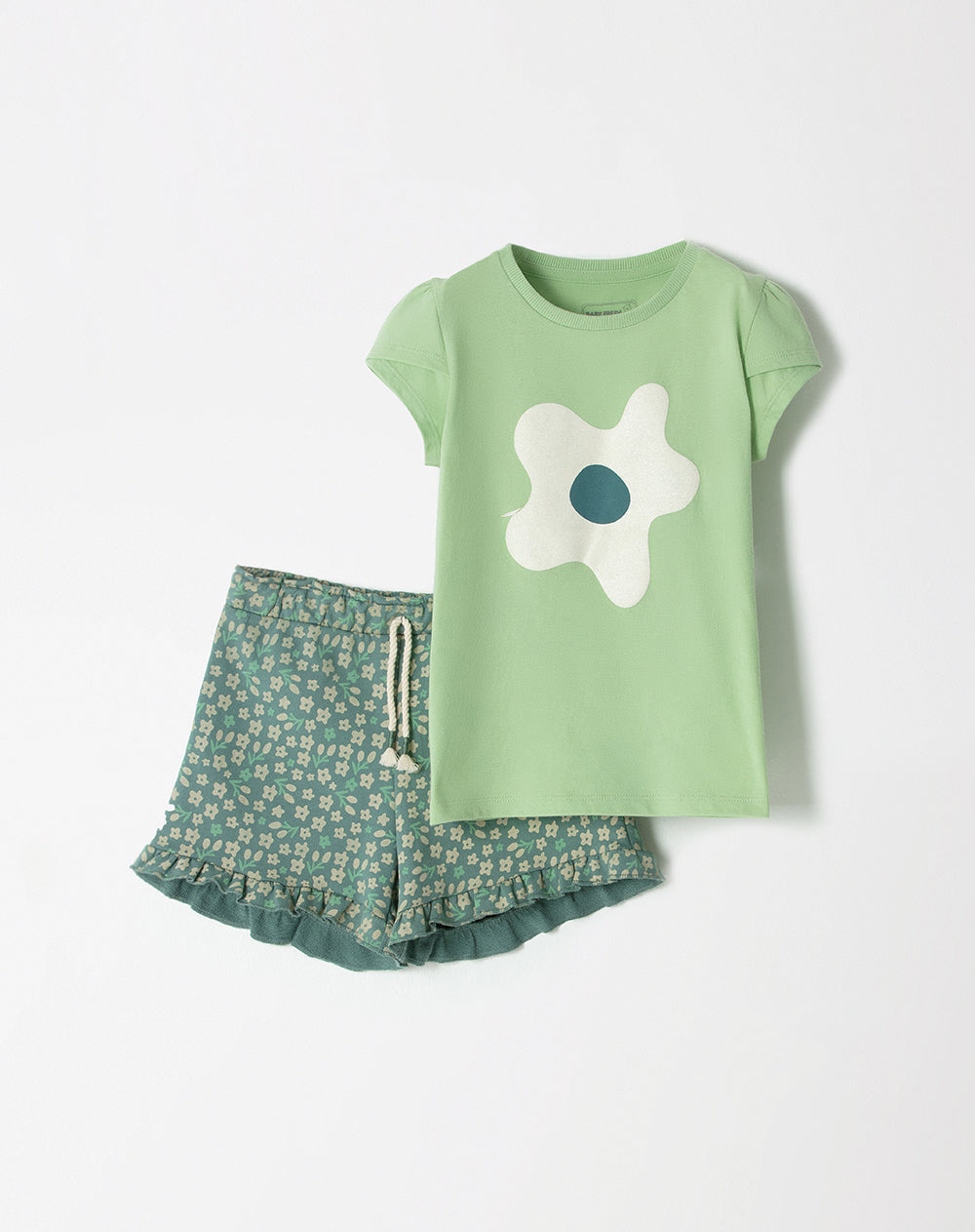 Conjunto niña camiseta + short verde